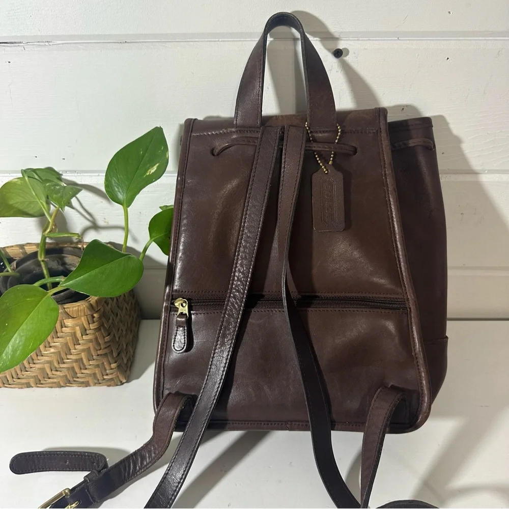 Vintage COACH 9791 Brown Genuine Leather Gold Classic Turn Lock Top Handle - Picture 4 of 13